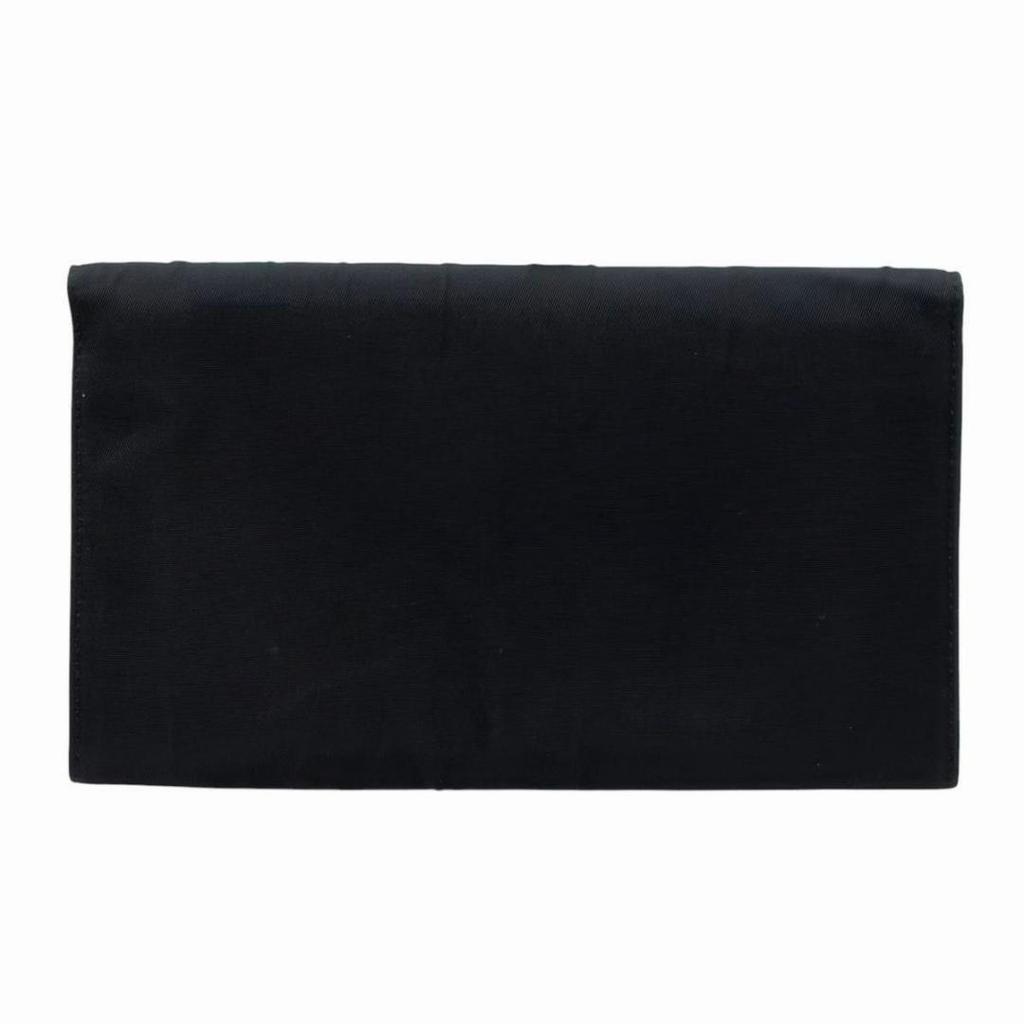 Used Prada Triangle Logo Tessuto Nylon Bifold Long Wallet Navy Business