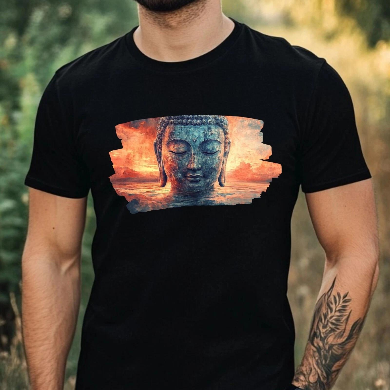 T-Shirt Herren Buddha Portrait Motiv Baumwolle Größe XS bis 5XL M