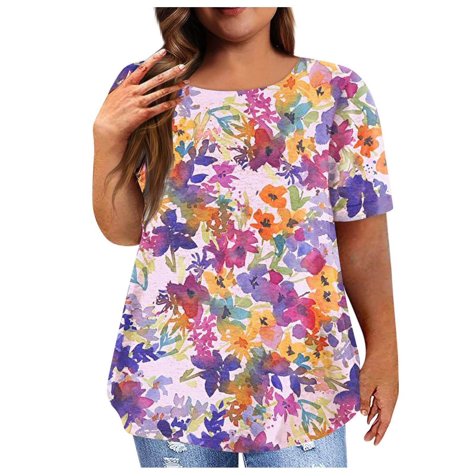 

Женская рубашка с коротким рукавом, круглый вырез, футболка больших размеров, повседневные топы с принтом XXXXXXL фиолетовый