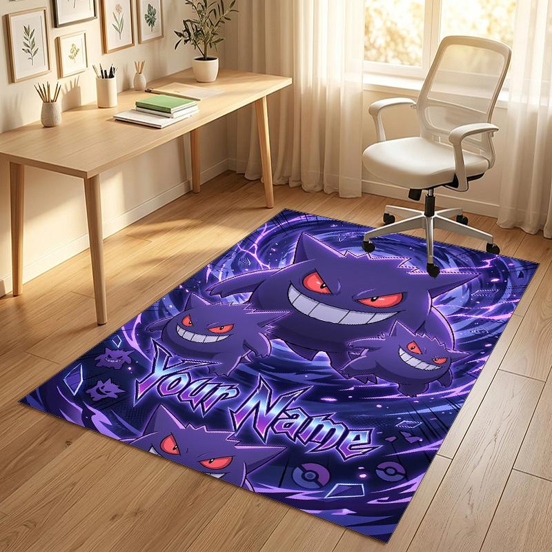 Personalized Crystal Velvet Carpet,Pokémon Custom Printed Name, Plush Area Rug For Home Indoor Decor