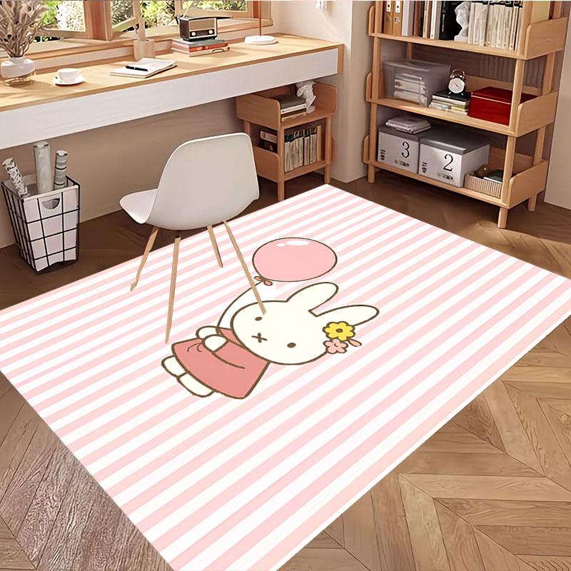 Miffy Print Rug, Washable Floor Carpet, For Entryway Dorm Laundry Room Office Study, Home Decor Birthday Christmas Gift