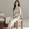 Pajamas with Chest Pads Women's 1011 New Summer Modal Cotton Short-sleeved Cropped Pants Can Be Worn Outside Loungewear In Summer