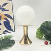 Round Ball Night Light with Golden Trumpet Base Table Lamp for Cream Style Apartment Bedroom Bedside and Tabletop