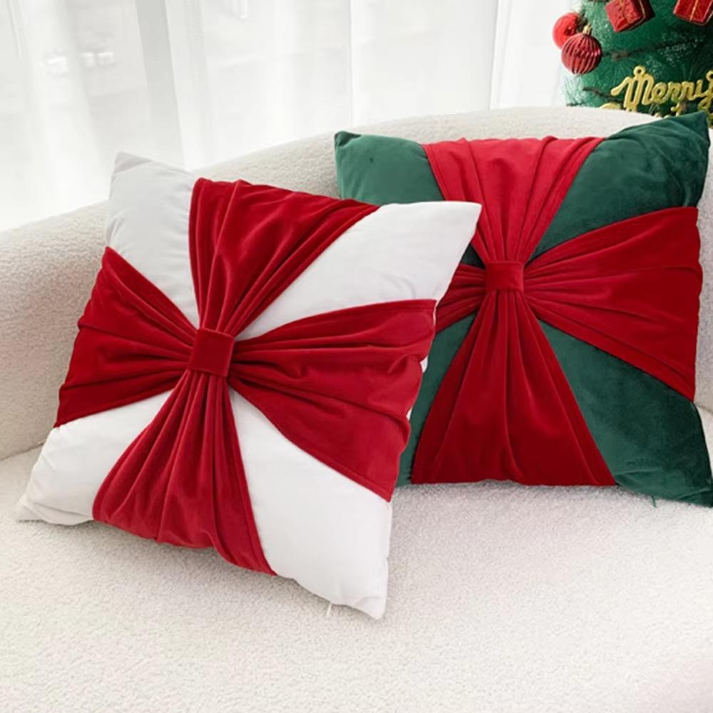 

Square Throw Pillow Cover Polyester Fiber Sofa Pillowcases Christmas Cushion Cover Xmas Party Style C