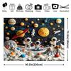2D Boys Space Party Backdrop, Cute Astronauts & Solar System Photo Banner
