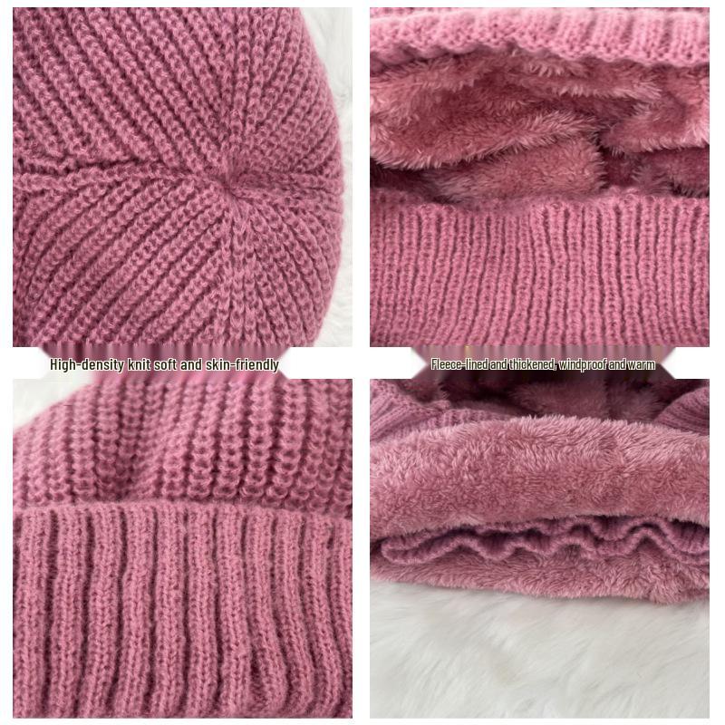 Women's Woolen Winter Hat with Integrated Scarf & Mask - Thick Knit for Warmth & Ear Protection