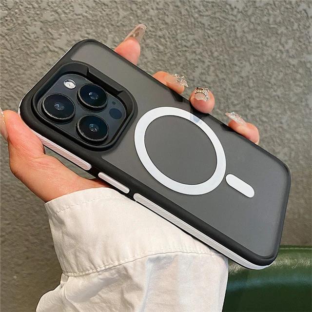 For iPhone 17 Pro Max For Magsafe Matte Bicolor Frame Phone Case For iPhone 17 16 12 13 14 15 Pro Max Protective Magnetic Cover