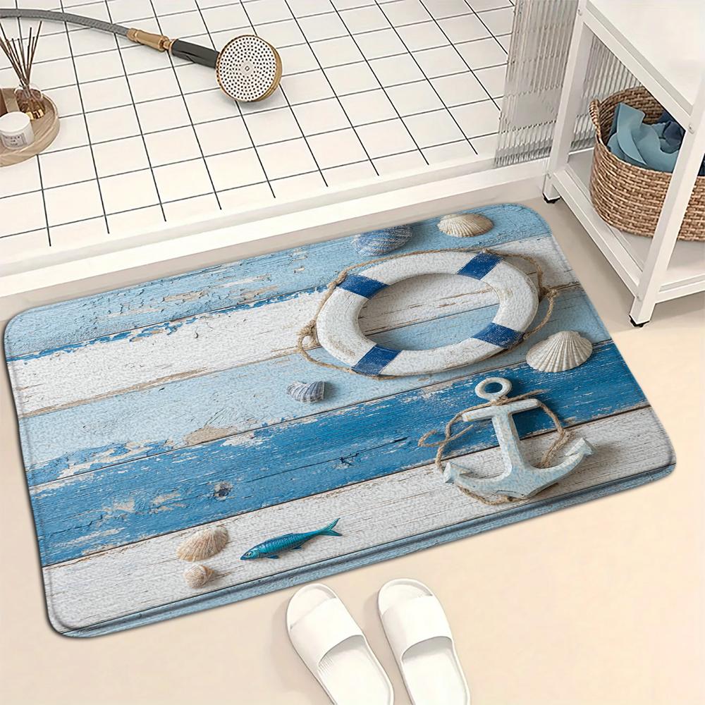 Navigations-Anker-Muster Fußmatte Geeignet für Eingangsbereich Wohnzimmer Schlafzimmer Küche Heimdekoration Teppich Eingangstür-Matte