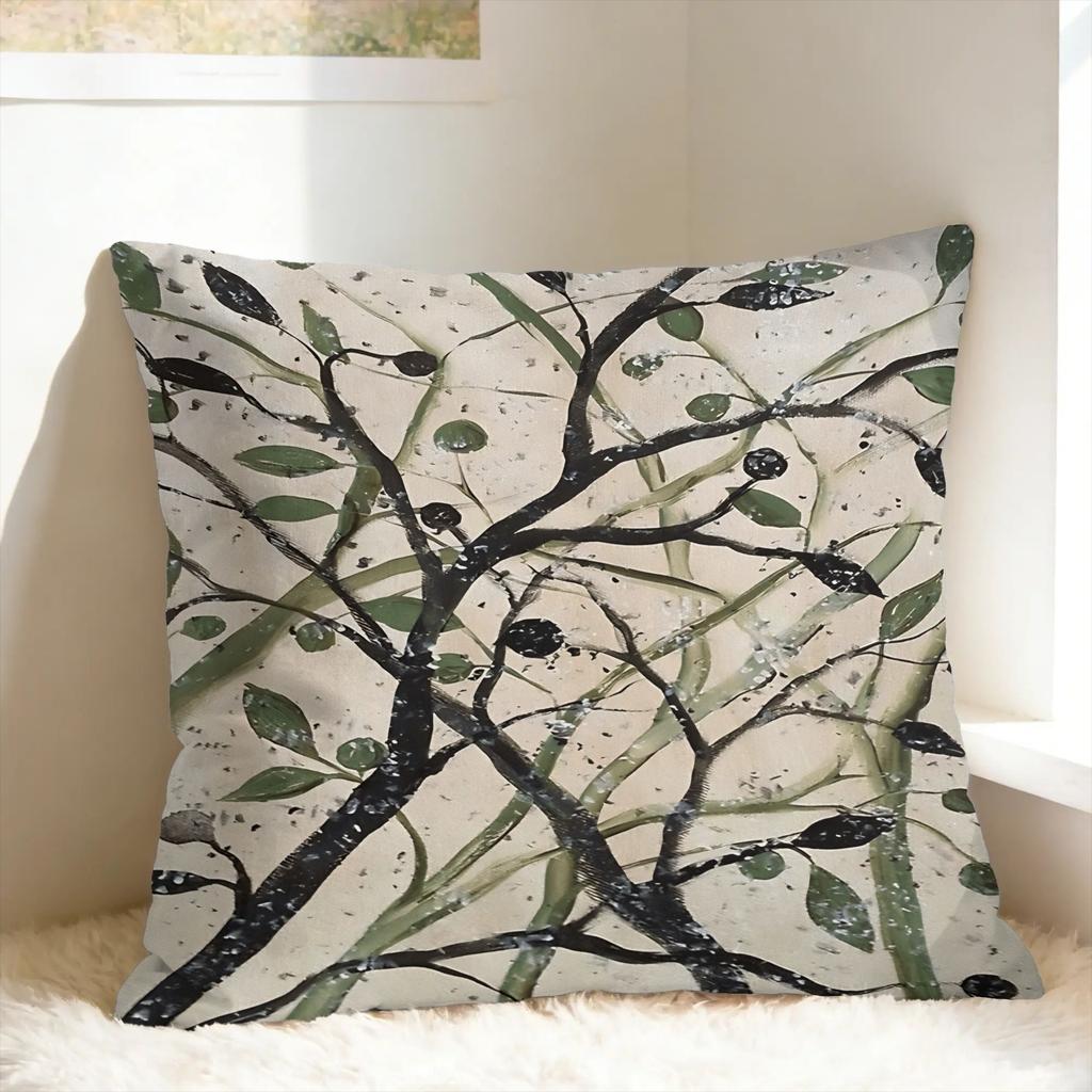 Olive Branch Pillow Cover  Square Cushion Cover Novelty Pillow Case For Sofa Home Decoration