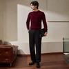 Qipai Men's Pure Wool Double-Layer Round Neck Pullover Sweater