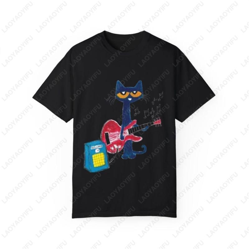 Pete Katten Rockende T-skjorte Morsom Dame T-skjorte Kawaii Retro Trend Kule Gate T-skjorter Bomulls T-skjorter av Høy Kvalitet Camisetas Mujer