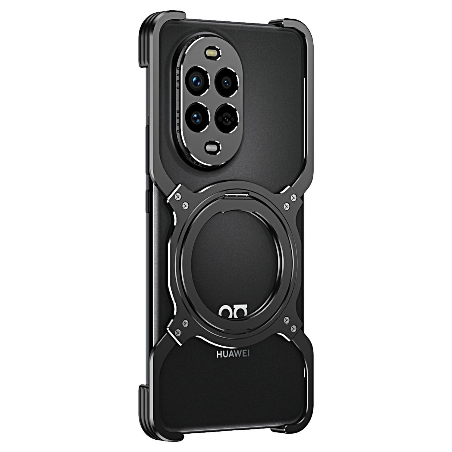 

Для Huawei nova 13 Pro 5G Чехол Подставка Металлический Бампер Магнитная Крышка для Телефона Black/Silver