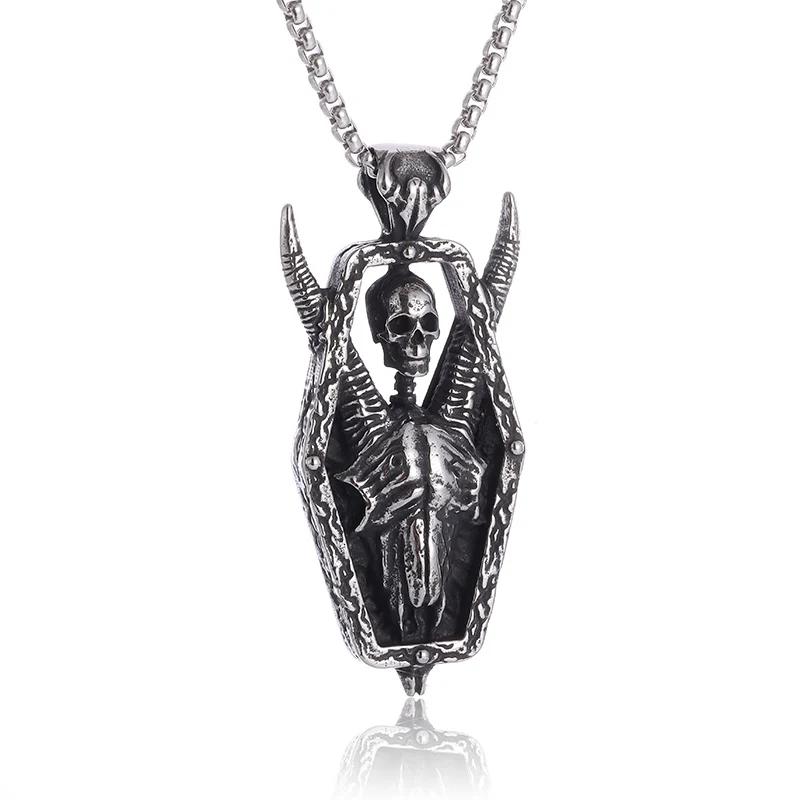 Vintage Gothic Hell Reaper Scythe Pendant Mystical Demon Necklace for Men Personality Punk Halloween Trend Jewelry
