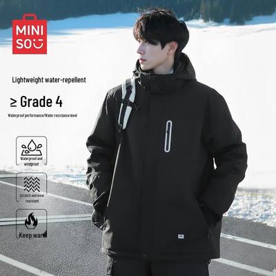 MINISO Men's Waterproof Outdoor Hooded Multi-Pocket Jacket