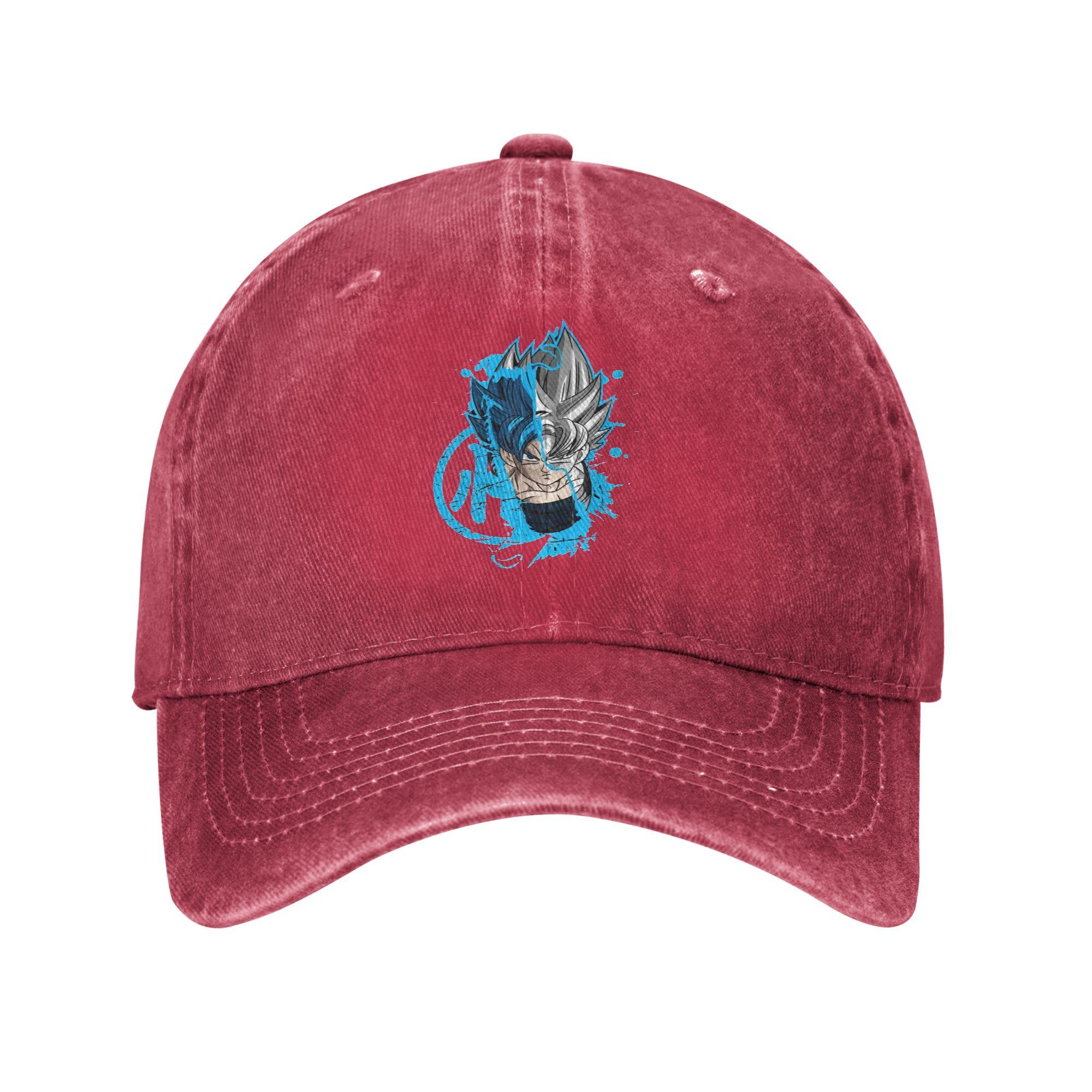 

Casual Dragon Ball Z Super Saiyan Baseball Cap for Men Women Distressed Washed Headwear DBZ Anime Adjustable Fit Caps Hat One Size красный