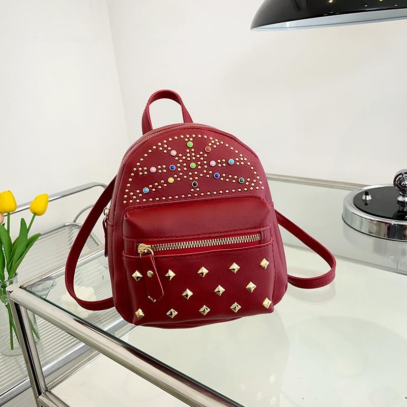 Fashion Rivet Pearl Shoulder Women's Bag Summer Versatile Multifunctional Large Capacity Light Luxury Backpack