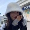 Rabbit Fur Hat Female Versatile Plush Bucket Hat Showing Face Small Bucket Hat Warm And Cold Basin Hat