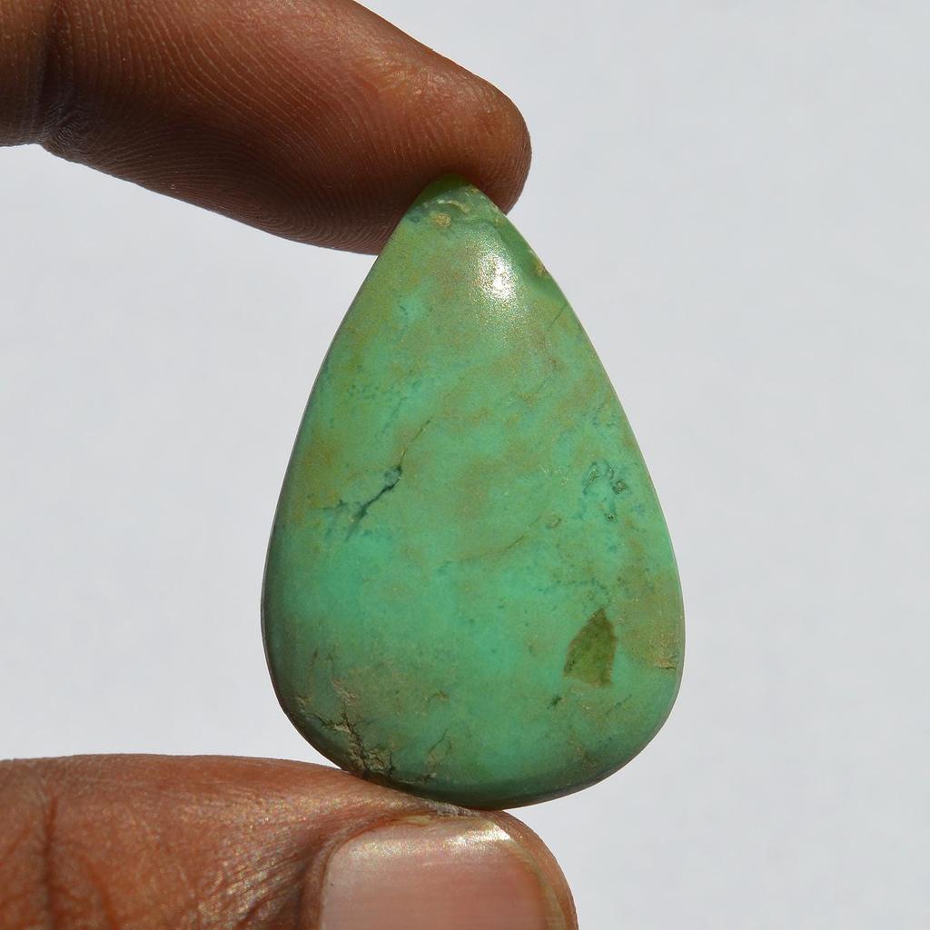 Natural Chrysoprase Gemstone Cabochon - Loose Semi Precious Stone 29 Carats Pear Shape 35x23 Mm, Jewelry Craft Supply