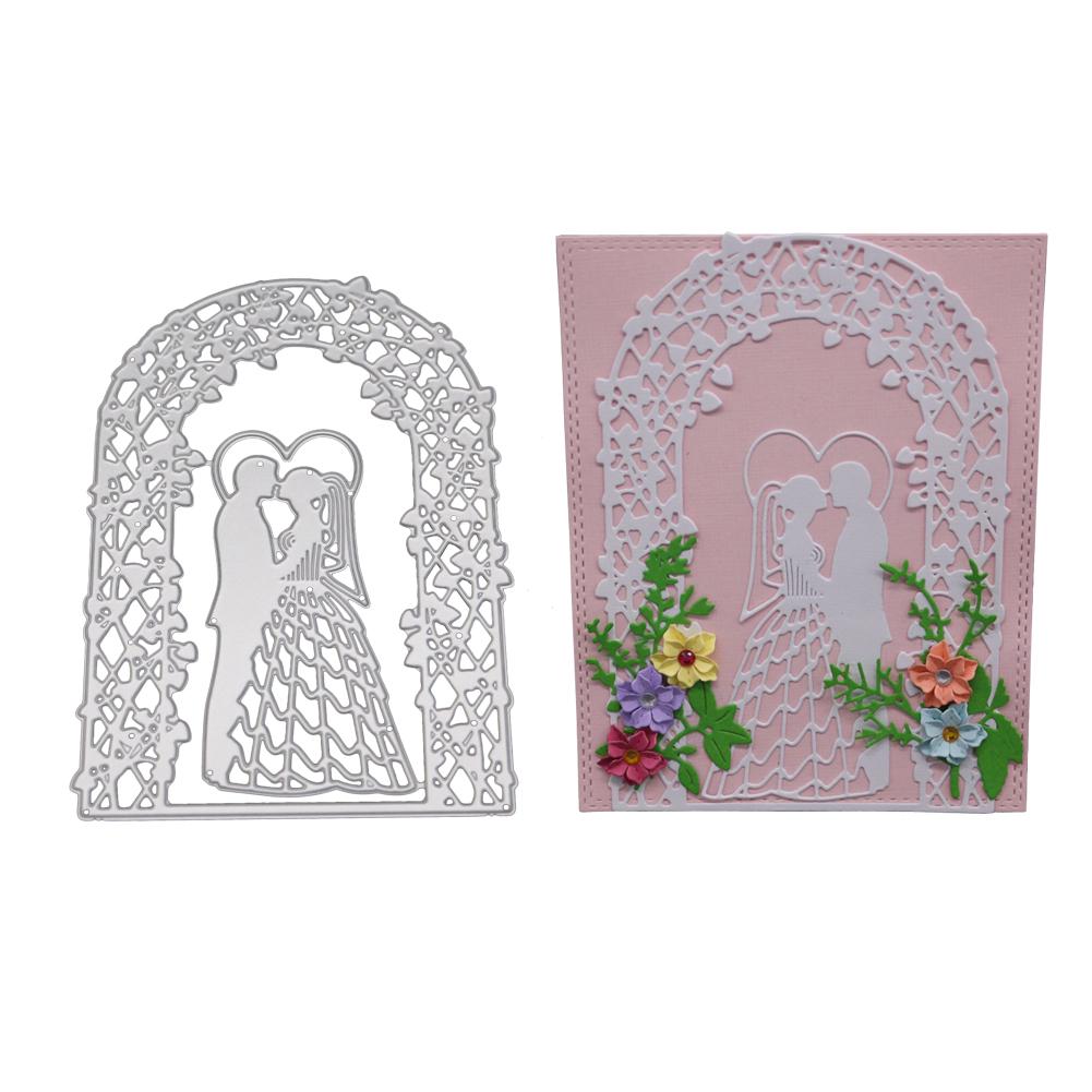 Couples Under the Arch Frame Metal Silvery Stencil Embossing Cutting Dies For Diy Scrapbooking Paper Album Cards Making