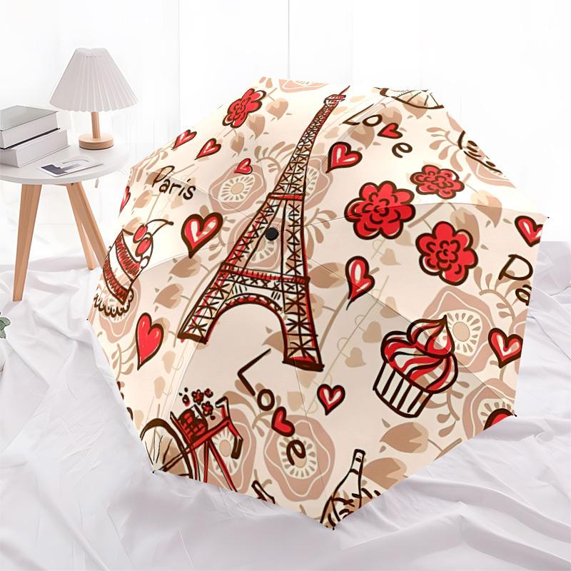 1pc Parisian Theme Folding Umbrella | Elegant Design, Fashionable Accessory, Durable Construction, Sturdy Ribs yy251107057