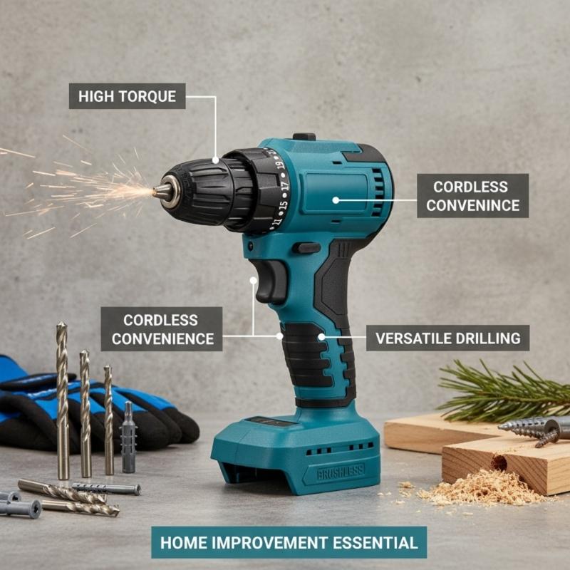 Professional Cordless Drill Electric Drill Adjustable Speed Battery Powered For DIY Projects Metal Wood Drilling