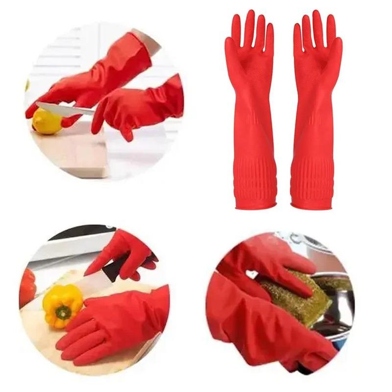 Geschirrspülhandschuhe Widerstandsfähige Wasserdichte Gummihandschuhe Lange Handschuhe Küchenreinigungswerkzeuge Küchenzubehör Wasserdichte Handschuhe