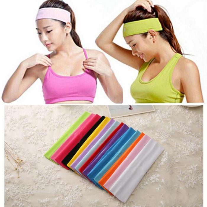 2PC Sweat Absorb Soft Wide Cotton Elastic Headband Running Yoga Stretch Hairbands Women Colorful Sports Headband