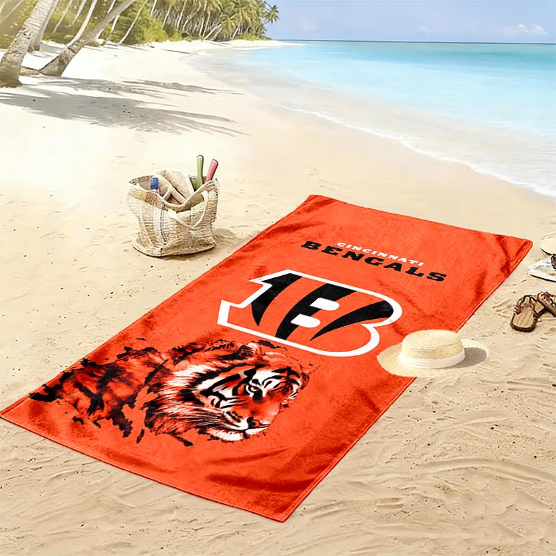 Cincinnati Bengals Print Beach Towel, Large Soft Quick Dry Towel for Beach Camping Swimming
