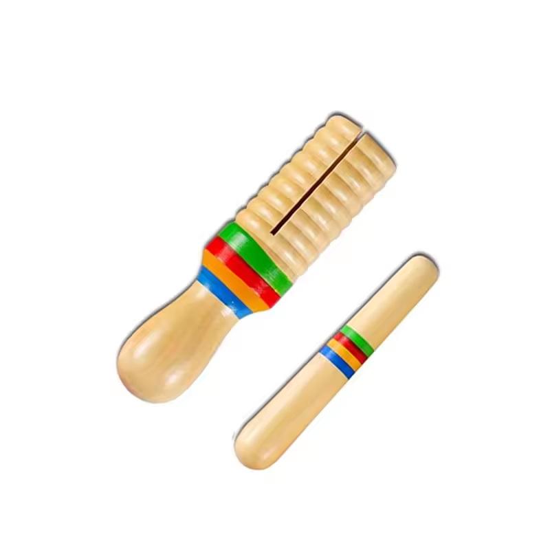Set de Instrumente Muzicale Ritmice din Lemn pentru Copii Jucării Sigure din Lemn Natural cu Flaut, Castagnete, Maracas pentru Timpul de Joc în Familie