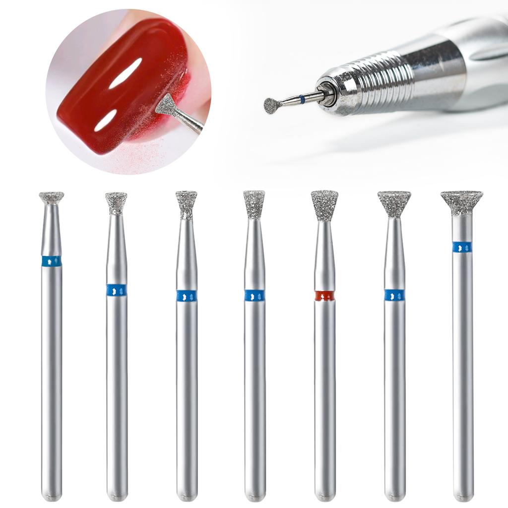 7pcs Professional Safety Diamond Nail Drill Bit Set, Carbide Cuticle Bits For Electric Manicure And Pedicure, 7 Pieces