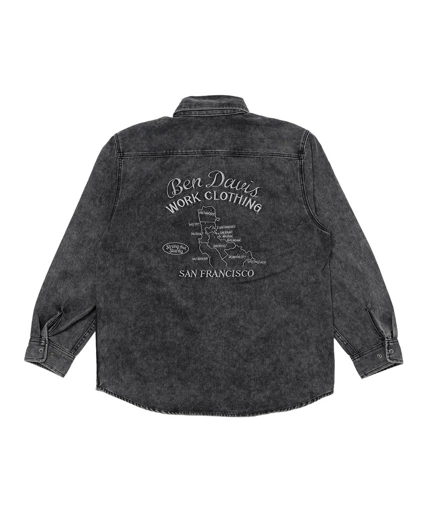 BEN DAVIS Bleach Twill Embroidered Shirt Charcoal
