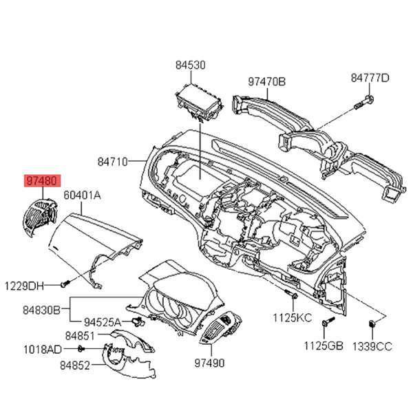 Pair of 974801M100WK and 974901M100WK Kia Forte Air Conditioning Vent Panels