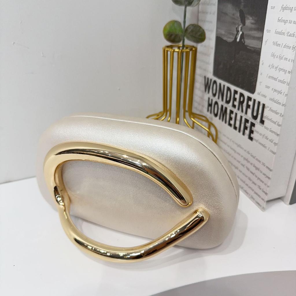 Bolso de mano redondo clásico de moda, bolso de cena, bolso de acrílico, asa metálica vintage, bandolera en un hombro