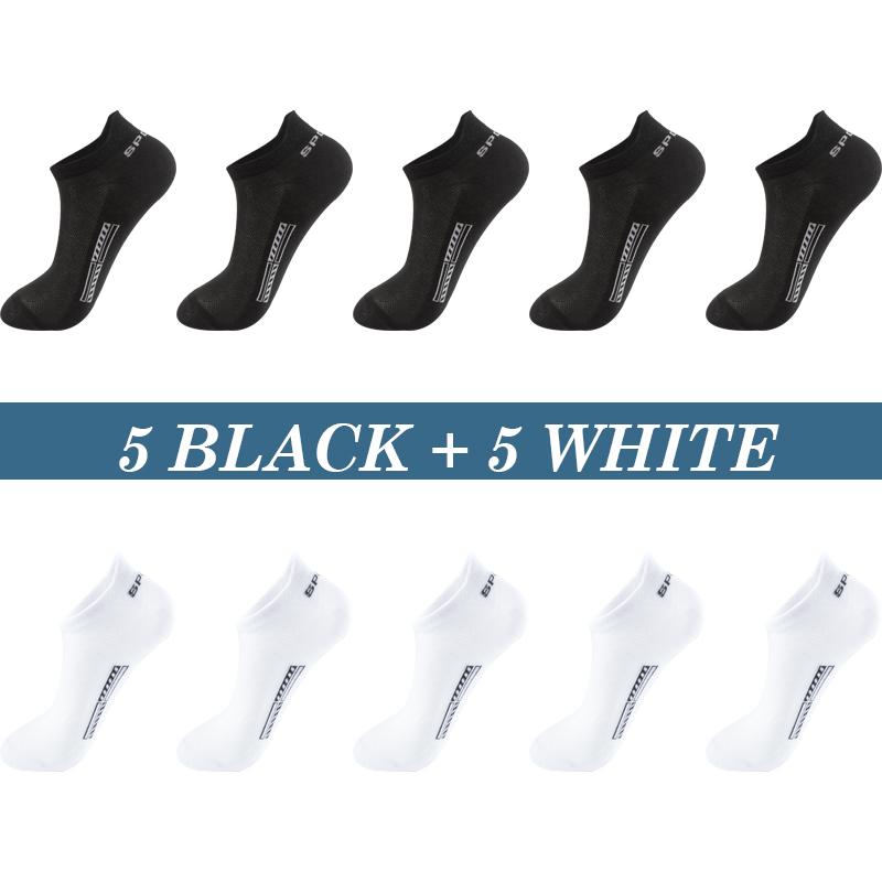 High Quality 10 Pairs Men Socks Breathable Cotton Summer Sports Boat Sock Mesh Casual Athletic Thin Cut Short Sokken Plus Size 37-48