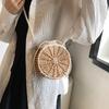 Handwoven Women's Bag Round Bag Shoulder Bag Crossbody Pearl String Design Vine Weaving Luxury Beach Phone Wallet Travel New