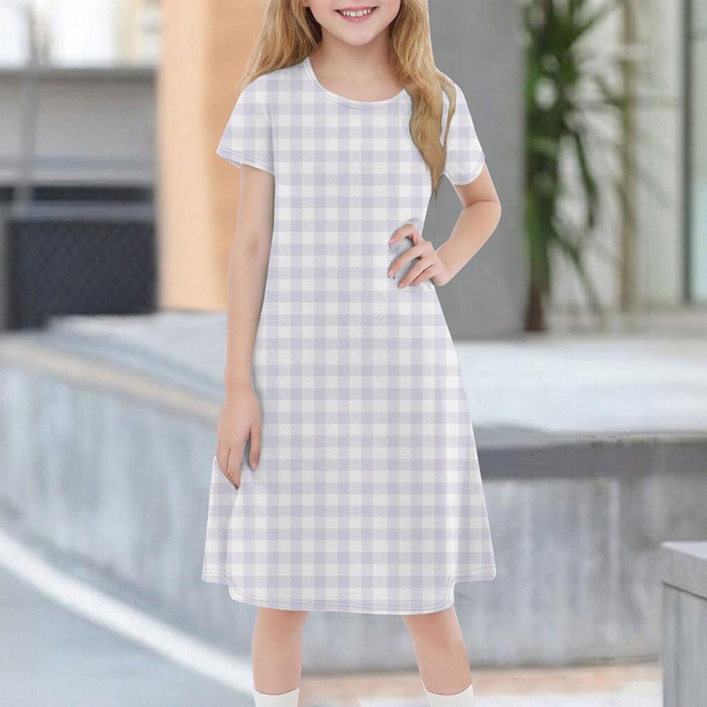 Children's Summer Short-sleeved Casual Fashion Round Neck Dress
