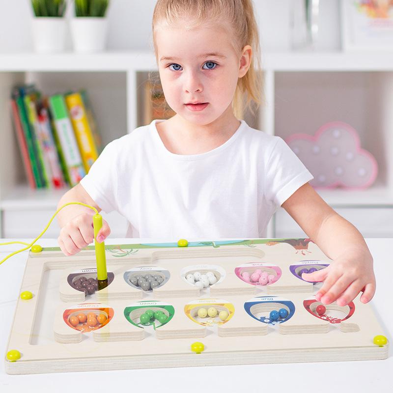 Wooden Children'S Early Education Magnetic Dinosaur Egg Color Classification Board Exercise Hand-Eye Coordination Educational Toy