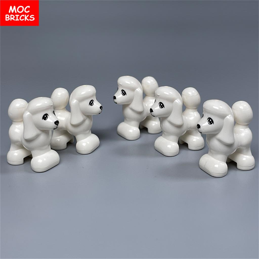 MOC Bricks Little Dog Series French Bulldog Husky Poodle Kennel Assembled Building Blocks Children's Toys Plastic Doll