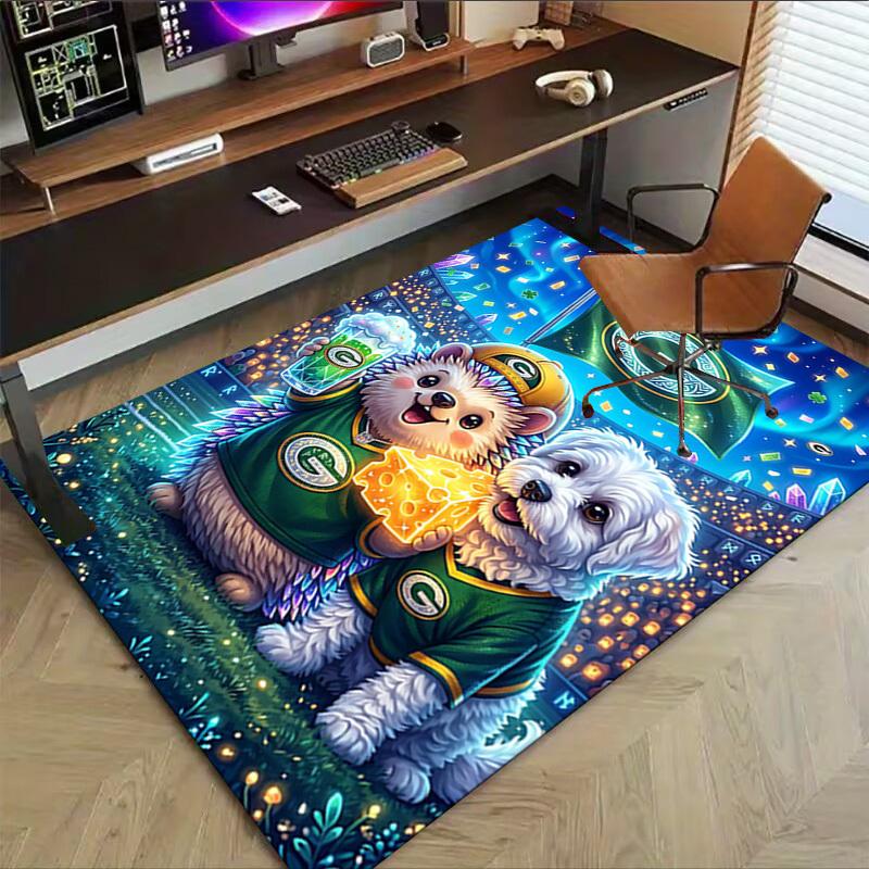 1PC Green Bay Packers, Cheesehead Non-Slip Floor Carpet Compatible for Office&Living Room&Bedroom&Dining room - Soft & Pattern-G0376
