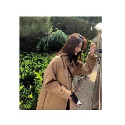 Jacke Damen Mittel und Lang Herbst und Winter Kleidung Neu Beliebt Koreanische Version Locker Verdickt Wollmantel