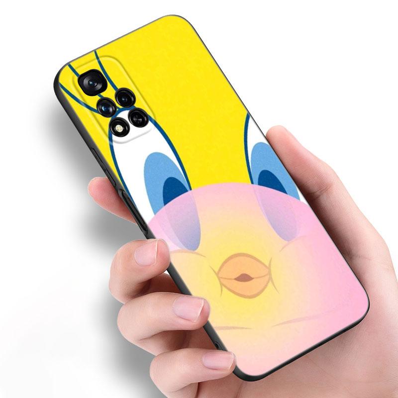 Yellow Cartoon Bird Black Silicone Phone Case For Xiaomi POCO X3 X4 NFC F4 GT F5 F6 M3 M4 M6 X5 X6 Pro 5G M5 C55 C65