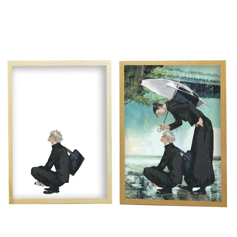 Anime Jujutsu Kaisen Led Light Painting Anime Figure Customized Led Night Lamp Painting Decor Photo Frame Desk Room Decoration