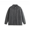 American Commute Minimal Stand Collar Double Zip Knit Cardigan Unisex Casual Versatile Loose Jacket