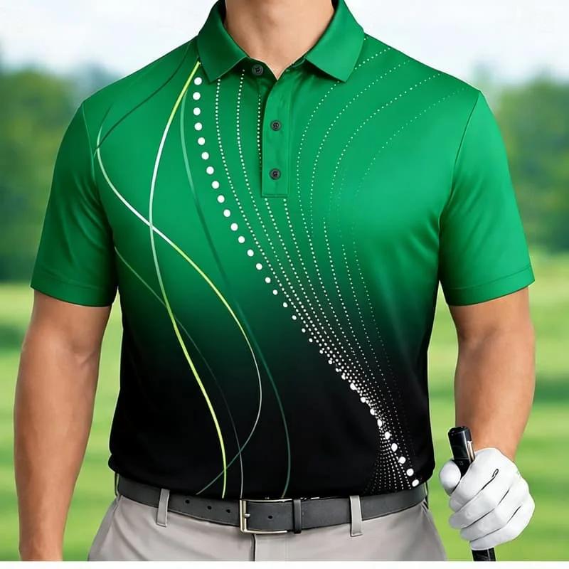 Colorful Pattern Digital Printing Design Polyester Fiber Men's Short-sleeved Polo Shirt for Summer Outdoor Activities Daily European and American Wear