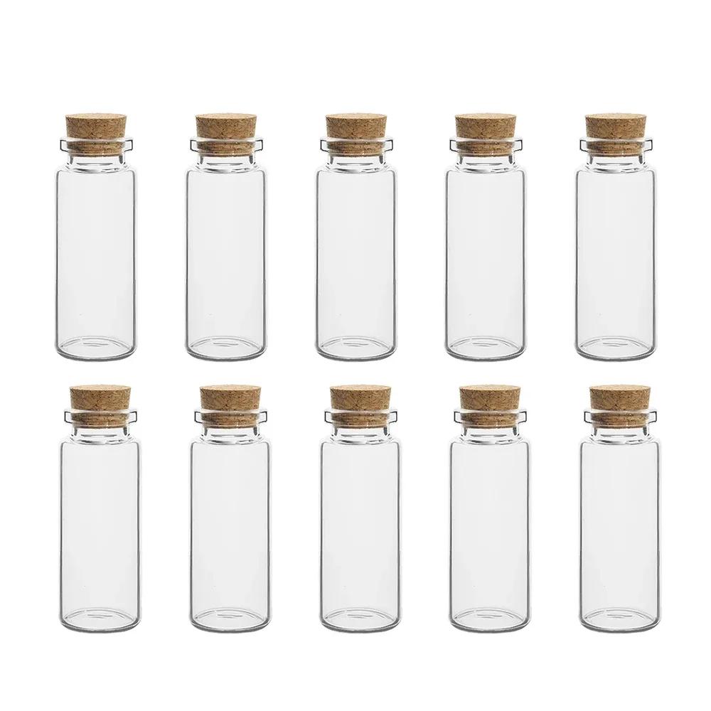 10Pcs Mini Clear Glass Bottles with Cork Stopper Wishing Drifting Bottles Wedding Party Decor DIY Craft Glass Spice Jars Vials
