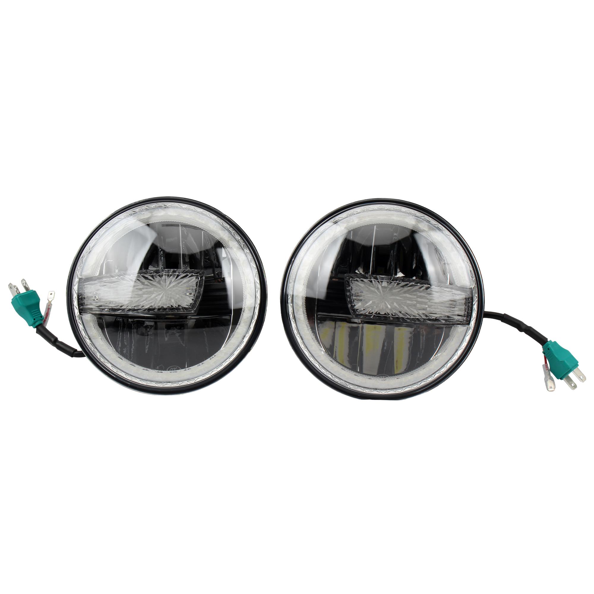 1 Pair 7 Inch LED H4 Headlights DRL Left Right Daytime Running Round Light Car Accessories For JEEP Wrangler Rubicon 4x4