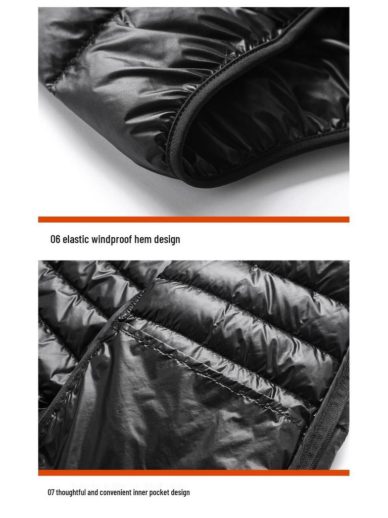NASA2024 Men's Lightweight Down Jacket - Short, Portable, Thin, Packable, Plus Size, for Autumn & Winter