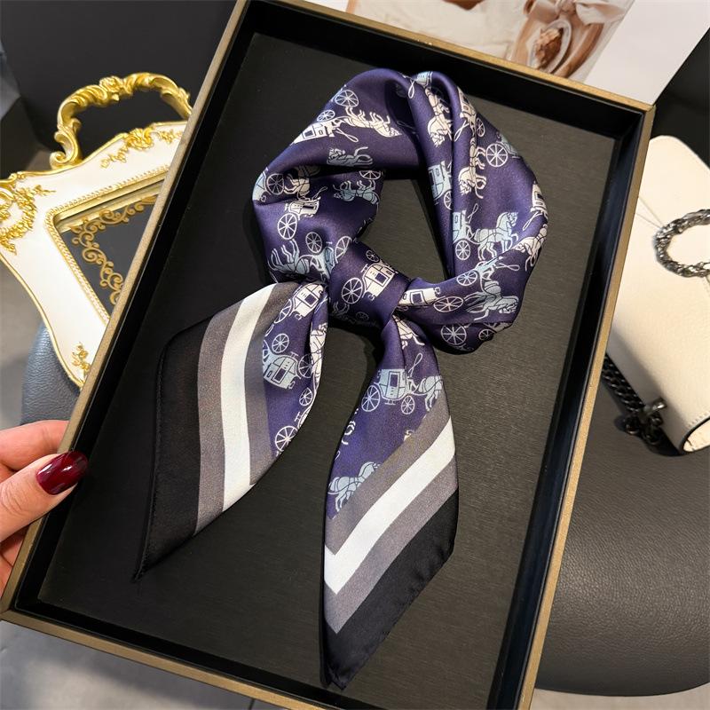 Luxury Temperament Rose Scarf, Spring and Autumn Women's Neck Protection, Scarf, Sunscreen Shawl, New Imitation Silk 71cm Square Scarf