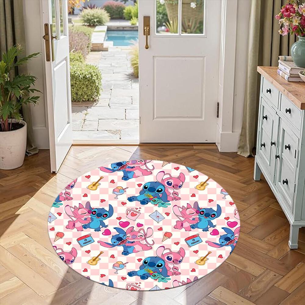 Stitch Round Office Rug Design for Decorate room Entryway Living Rooms Outdoor Antislip Round Carpet Anime Office Decor