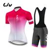 LIV  Summer Cycling Suit Set Women New Cycling Jersey Short Sleeved Breathable Outdoor Cycling Bib Quick Drying Sports Shirt
